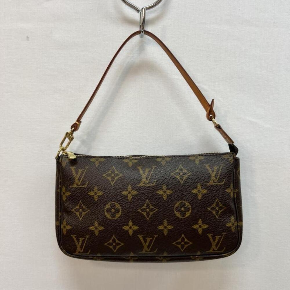 Louis Vuitton Monogram Pochette Accessoires Pouch Canvas Black Brown
